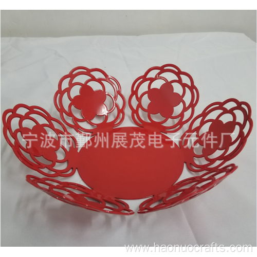 Window cut iron work fruit basket with mesh